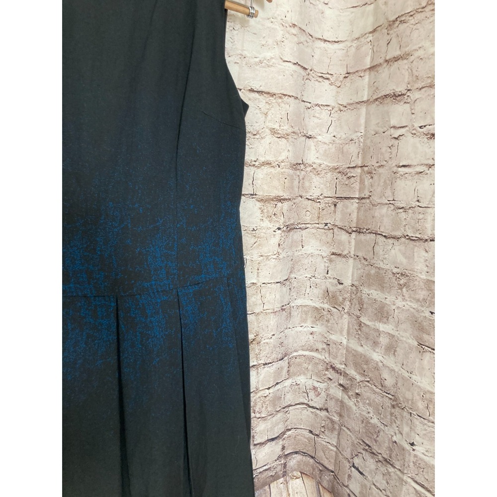 Elie Tahari Lamb Suede Dress Womens 8 Midi A Line Black Blue Ombre Puff - Picture 7 of 16